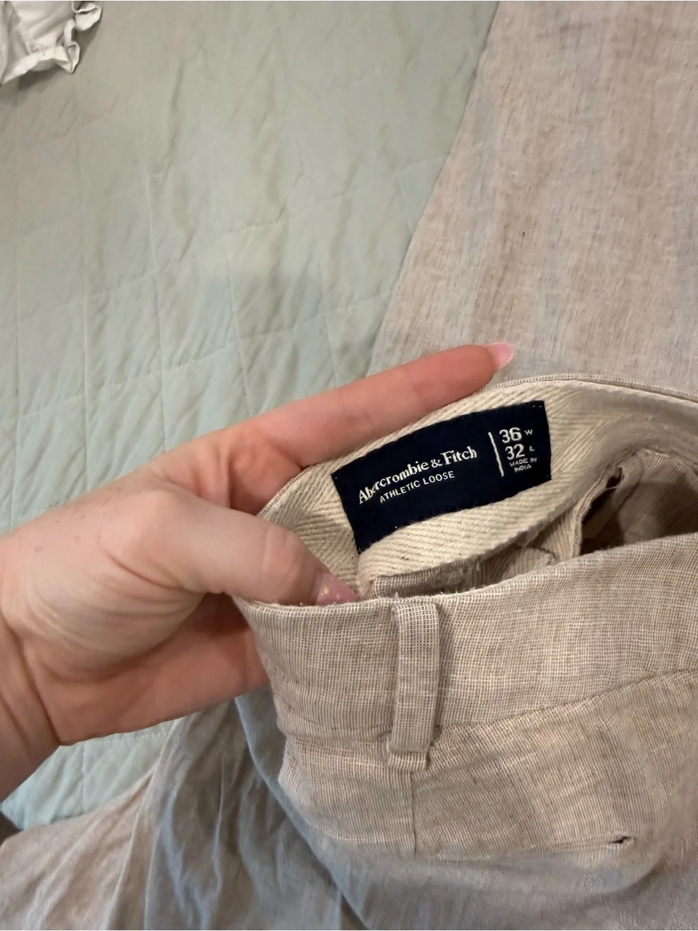 Abercrombie & Fitch Light Beige Linen-Blend Chinos